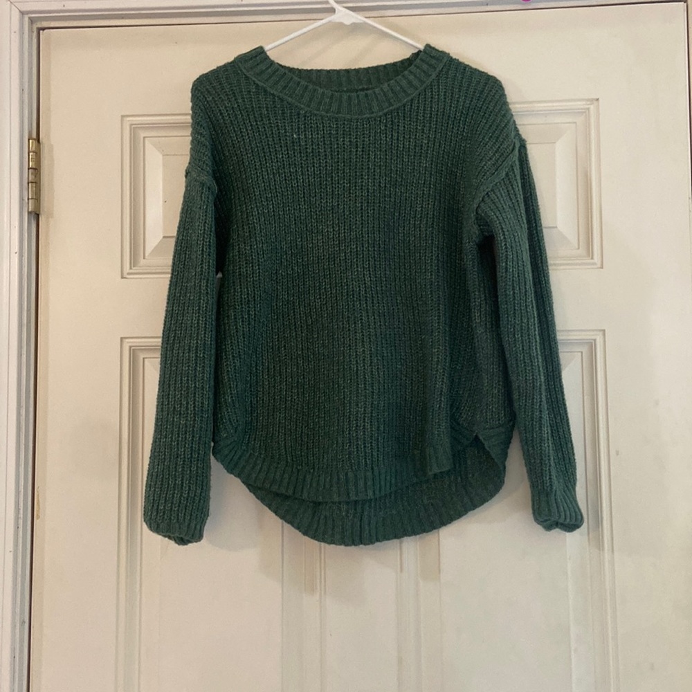 green sweater